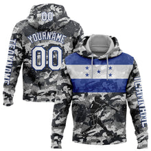 Load image into Gallery viewer, Custom Camo White-Royal 3D Honduras Honduran Flag Sports Pullover Sweatshirt Salute To Service Hoodie
