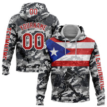 Load image into Gallery viewer, Custom Camo Red-White 3D Puerto Rico Puerto Rican Flag Sports Pullover Sweatshirt Salute To Service Hoodie
