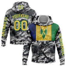 Load image into Gallery viewer, Custom Camo Yellow-Grass Green 3D Saint Vincent And The Grenadines Flag Sports Pullover Sweatshirt Salute To Service Hoodie
