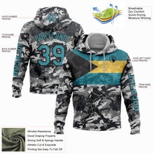 Load image into Gallery viewer, Custom Camo Teal-Black 3D Bahamas Bahamian Flag Sports Pullover Sweatshirt Salute To Service Hoodie
