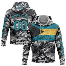 Load image into Gallery viewer, Custom Camo Teal-Black 3D Bahamas Bahamian Flag Sports Pullover Sweatshirt Salute To Service Hoodie
