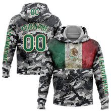 Load image into Gallery viewer, Custom Camo Kelly Green-Cream 3D Mexico Vintage Mexican Flag Sports Pullover Sweatshirt Salute To Service Hoodie
