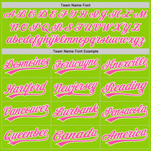 Load image into Gallery viewer, Custom Neon Green Pink-White 3D Funny Christmas Authentic Baseball Jersey
