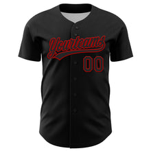 Load image into Gallery viewer, Custom Black Red 3D Love Heart Valentine&#39;s Day Authentic Baseball Jersey
