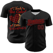 Load image into Gallery viewer, Custom Black Red 3D Love Heart Valentine&#39;s Day Authentic Baseball Jersey
