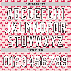 Custom Light Pink White-Black 3D Love Heart Valentine's Day Authentic Baseball Jersey