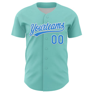 Custom Ice Blue Electric Blue-White 3D Funny Christmas Authentic Baseball Jersey