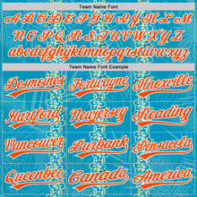 Load image into Gallery viewer, Custom Sky Blue Orange-White 3D Tropical Hawaii Jungle Leaves And Flower Authentic Baseball Jersey
