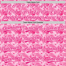 Load image into Gallery viewer, Custom Hot Pink White 3D Tropical Hawaii Jungle Leaves And Flower Authentic Baseball Jersey
