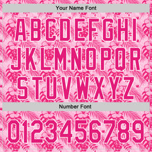 Load image into Gallery viewer, Custom Hot Pink White 3D Tropical Hawaii Jungle Leaves And Flower Authentic Baseball Jersey
