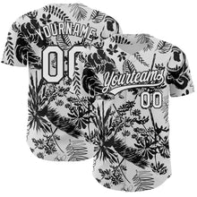 Load image into Gallery viewer, Custom White Black 3D Tropical Hawaii Jungle Plant Authentic Baseball Jersey
