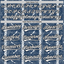 Load image into Gallery viewer, Custom Navy White-Black 3D Tropical Hawaii Jungle Leaves And Flower Authentic Baseball Jersey
