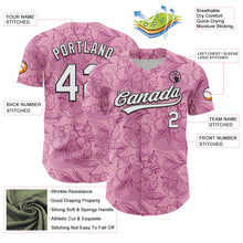 Load image into Gallery viewer, Custom Light Pink White-Black 3D Tropical Hawaii Jungle Leaves And Flower Authentic Baseball Jersey
