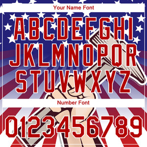 Custom Dark Purple Red-White 3D Pattern Design American Flag Tool Hammer Labor Day Performance T-Shirt