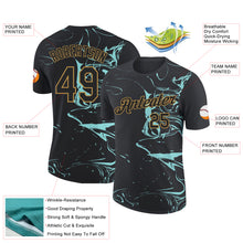 Load image into Gallery viewer, Custom Black Ice Blue-Old Gold 3D Esports Performance T-Shirt
