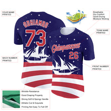 Load image into Gallery viewer, Custom Navy Red-White 3D Pattern Design Sailing Ship Columbus Day American Flag Performance T-Shirt
