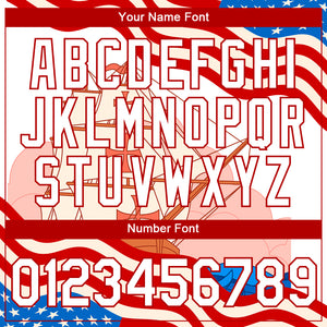 Custom City Cream White-Red 3D Pattern Design Sailing Ship Columbus Day American Flag Performance T-Shirt