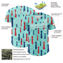 Load image into Gallery viewer, Custom Ice Blue White 3D Pattern Design Father&#39;s Day Tie Authentic Baseball Jersey
