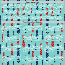 Load image into Gallery viewer, Custom Ice Blue White 3D Pattern Design Father&#39;s Day Tie Authentic Baseball Jersey

