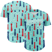 Load image into Gallery viewer, Custom Ice Blue White 3D Pattern Design Father&#39;s Day Tie Authentic Baseball Jersey
