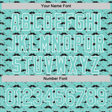 Load image into Gallery viewer, Custom Ice Blue White 3D Pattern Design Father&#39;s Day Mustache Authentic Baseball Jersey
