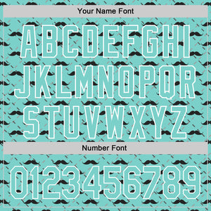 Custom Ice Blue White 3D Pattern Design Father's Day Mustache Authentic Baseball Jersey