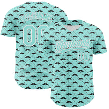 Load image into Gallery viewer, Custom Ice Blue White 3D Pattern Design Father&#39;s Day Mustache Authentic Baseball Jersey
