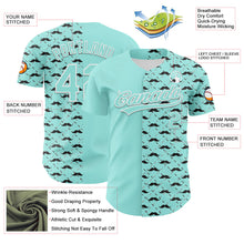 Load image into Gallery viewer, Custom Ice Blue White 3D Pattern Design Father&#39;s Day Mustache Authentic Baseball Jersey
