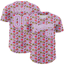Load image into Gallery viewer, Custom Light Purple White 3D Pattern Design Father&#39;s Day Family Love Authentic Baseball Jersey
