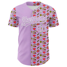 Load image into Gallery viewer, Custom Light Purple White 3D Pattern Design Father&#39;s Day Family Love Authentic Baseball Jersey
