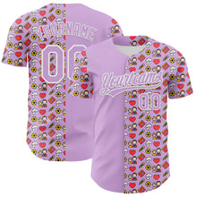 Load image into Gallery viewer, Custom Light Purple White 3D Pattern Design Father&#39;s Day Family Love Authentic Baseball Jersey

