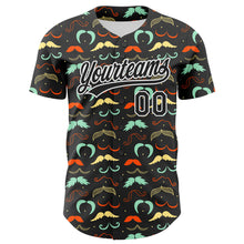 Load image into Gallery viewer, Custom Black White 3D Pattern Design Father&#39;s Day Mustache Authentic Baseball Jersey
