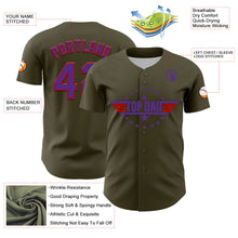 Load image into Gallery viewer, Custom Olive Purple-Red 3D Pattern Design Father&#39;s Day Top Dad Authentic Salute To Service Baseball Jersey
