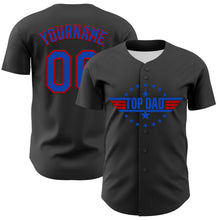 Load image into Gallery viewer, Custom Olive Thunder Blue-Red 3D Pattern Design Father&#39;s Day Top Dad Authentic Baseball Jersey
