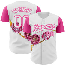 Load image into Gallery viewer, Custom White Pink 3D Pattern Design Mother&#39;s Day Flower Authentic Baseball Jersey
