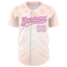 Load image into Gallery viewer, Custom Cream White-Pink 3D Pattern Design Mother&#39;s Day Family Love Authentic Baseball Jersey
