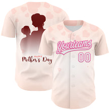 Load image into Gallery viewer, Custom Cream White-Pink 3D Pattern Design Mother&#39;s Day Family Love Authentic Baseball Jersey
