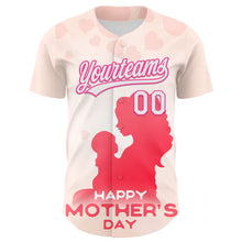 Load image into Gallery viewer, Custom Cream White-Pink 3D Pattern Design Mother&#39;s Day Family Love Authentic Baseball Jersey
