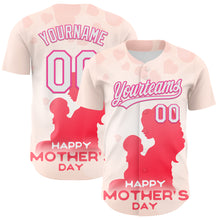 Load image into Gallery viewer, Custom Cream White-Pink 3D Pattern Design Mother&#39;s Day Family Love Authentic Baseball Jersey
