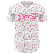 Load image into Gallery viewer, Custom White Pink 3D Pattern Design Mother&#39;s Day Love Authentic Baseball Jersey
