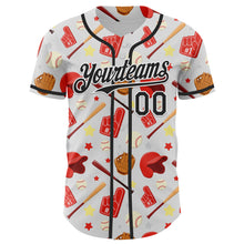 Load image into Gallery viewer, Custom White Black Comic Doodle Ballgame 3D Pattern Design Authentic Baseball Jersey
