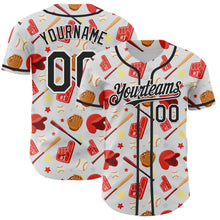 Load image into Gallery viewer, Custom White Black Comic Doodle Ballgame 3D Pattern Design Authentic Baseball Jersey

