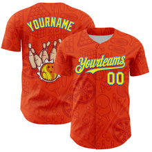 Load image into Gallery viewer, Custom Orange Light Yellow-Electric Blue Comic Doodle Ballgame 3D Pattern Design Authentic Baseball Jersey
