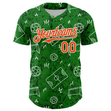 Load image into Gallery viewer, Custom Grass Green Orange-White Comic Doodle Ballgame 3D Pattern Design Authentic Baseball Jersey
