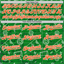 Load image into Gallery viewer, Custom Grass Green Orange-White Comic Doodle Ballgame 3D Pattern Design Authentic Baseball Jersey
