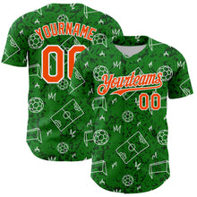 Load image into Gallery viewer, Custom Grass Green Orange-White Comic Doodle Ballgame 3D Pattern Design Authentic Baseball Jersey
