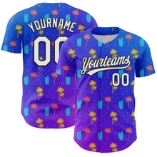 Load image into Gallery viewer, Custom Purple White-Black 3D Hawaii Tropical Palm Tree Authentic Baseball Jersey
