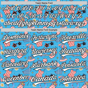 Custom Sky Blue White-Black 3D Hawaii Beach Authentic Baseball Jersey