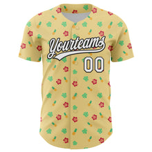 Load image into Gallery viewer, Custom Yellow White-Black 3D Hawaii Tropical Palm Leaves And Fruit Pineapple Authentic Baseball Jersey
