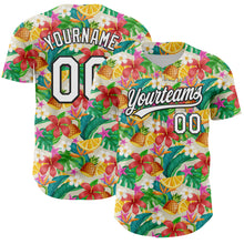 Load image into Gallery viewer, Custom Yellow White-Black 3D Hawaii Tropical Palm Leaves Flower And Fruit Pineapple Authentic Baseball Jersey
